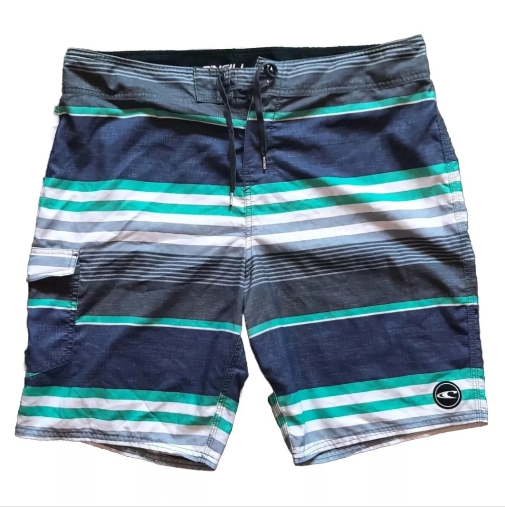 O’Neill Striped Pockets Drawstring Surf Wakeboard Board Shorts Men's Size: 38